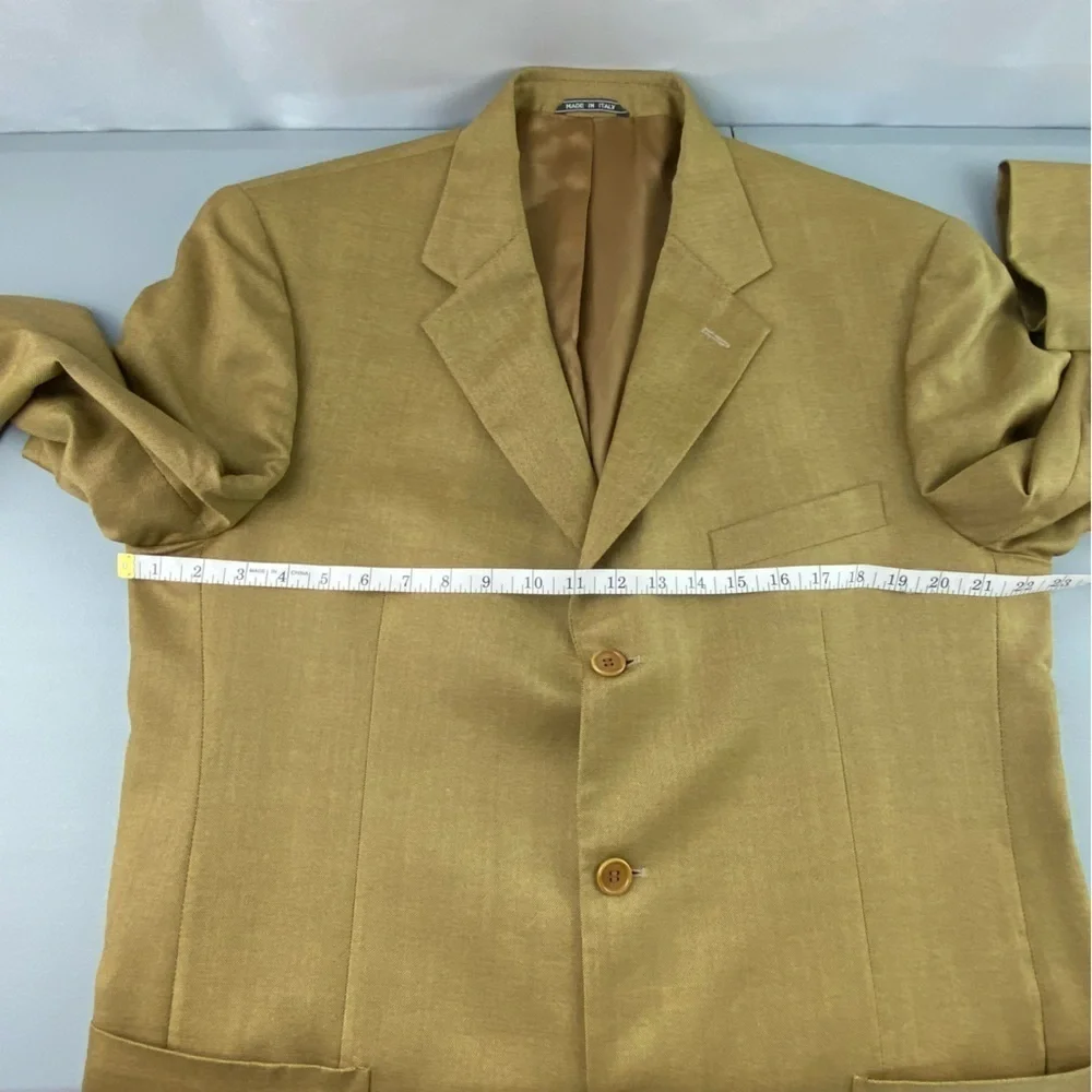 Vtg Stewart Hall Golden Wheat 3 button Men's Italian Made Suit Jacket size 42L